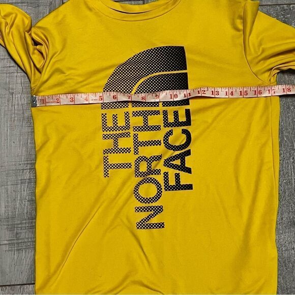 THE NORTH FACE YELLOW BLACK LOGO CREW NECK LONG SLEEVE TEE SHIRT YOUTH L - Picture 5 of 8